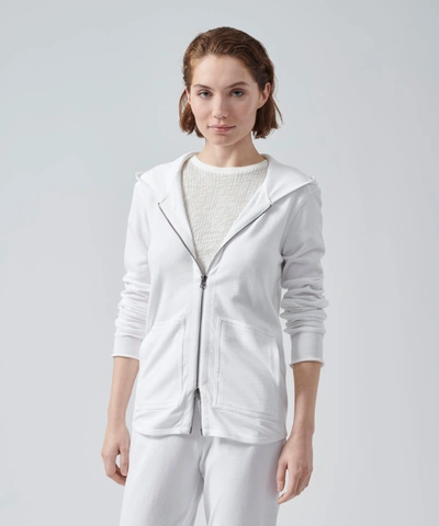 Shop Atm Anthony Thomas Melillo French Terry Zip-up Hoodie In White