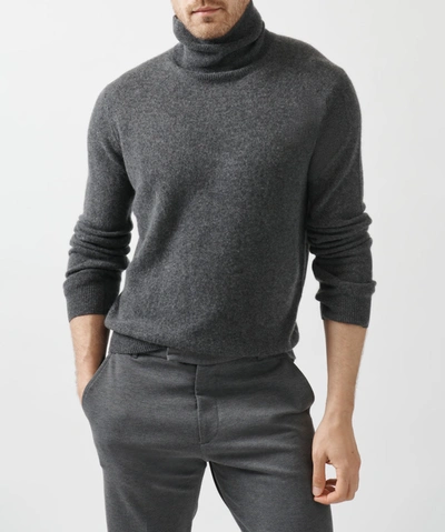 Shop Atm Anthony Thomas Melillo Recycled Cashmere Turtleneck Sweater In Heather Charcoal