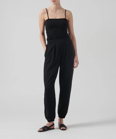 Shop Atm Anthony Thomas Melillo Pima Cotton Side Ruched Jumpsuit In Black