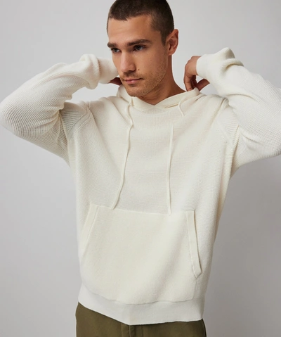 Shop Atm Anthony Thomas Melillo Cotton Cashmere Waffle Hoodie In Chalk