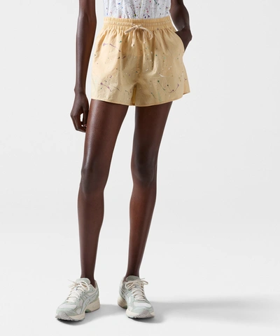Shop Atm Anthony Thomas Melillo Cotton Poplin Pull-on Shorts In Butter Combo