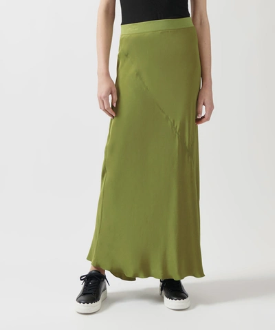 Shop Atm Anthony Thomas Melillo Silk Charmeuse Godet Bias Maxi Skirt In Artichoke