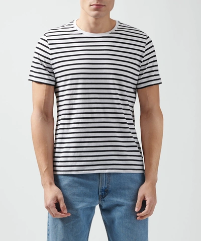 Shop Atm Anthony Thomas Melillo Classic Jersey Crew Neck Tee In Black/ White Stripe