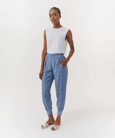 Shop Atm Anthony Thomas Melillo Silk Joggers In Naval Blue Combo