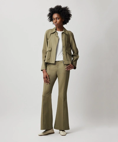 Shop Atm Anthony Thomas Melillo Washed Cotton Twill Flare Pant In Oil Green