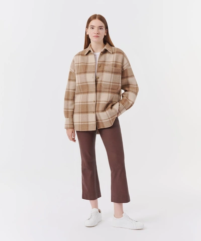 Shop Atm Anthony Thomas Melillo Plaid Flannel Tomboy Shirt In Natural Beige Multi