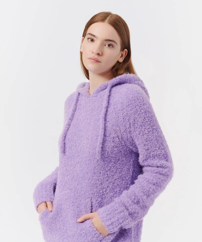 Shop Atm Anthony Thomas Melillo Wool Blend Boucle Pullover Hoodie In French Violet