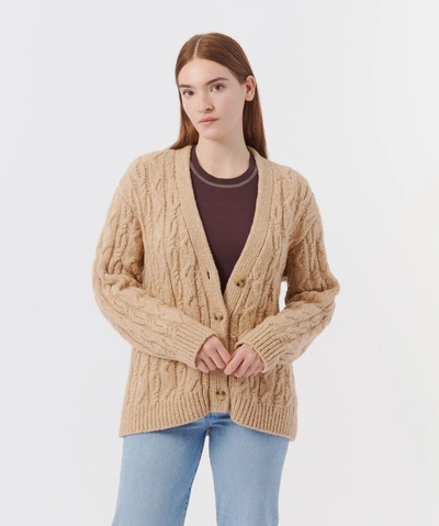 Shop Atm Anthony Thomas Melillo Boucle Cable Cardigan In Clay