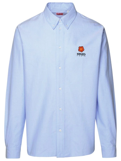 Shop Kenzo 'boke Flower' Light Blue Cotton Shirt