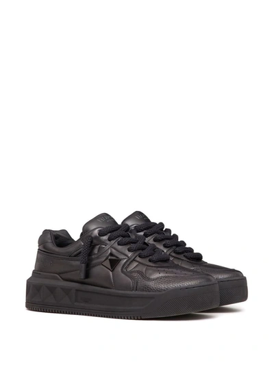 Shop Valentino Garavani One Stud Xl Leather Sneakers In Black