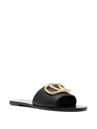 Shop Valentino Garavani Vlogo Signature Leather Sandals In Black