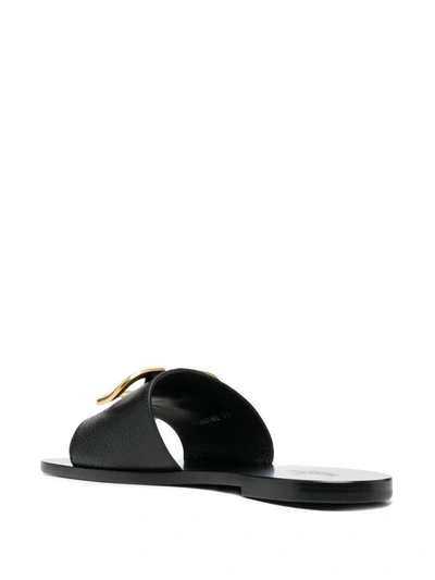 Shop Valentino Garavani Vlogo Signature Leather Sandals In Black