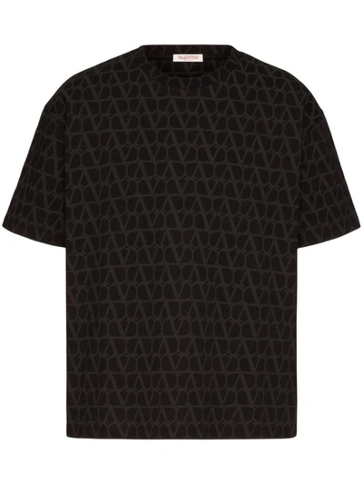 Shop Valentino Toile Iconographe Cotton T-shirt In Black