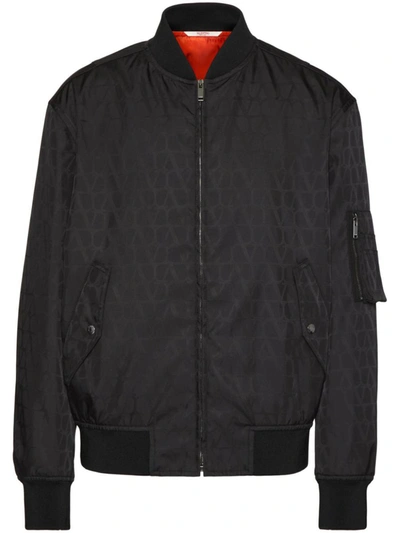 Shop Valentino Toile Iconographe Nylon Bomber Jacket In Black