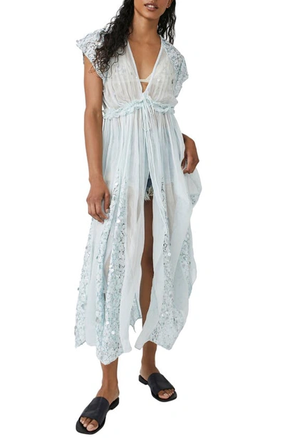Shop Free People Make A Splash Sequin Sheer Cover-up Dress In Mermaid Combo