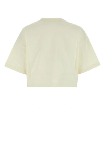 Bottega Veneta Jersey Cropped T-shirt With V Pocket In White