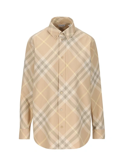 Shop Burberry Shirts In Flax Ip Check