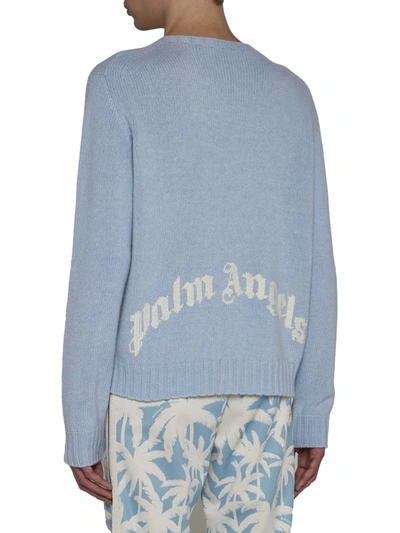 Shop Palm Angels Sweaters In Light Blue White