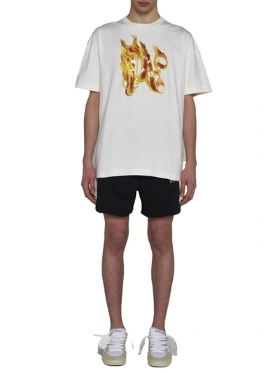 Shop Palm Angels T-shirts And Polos In Off White Gold