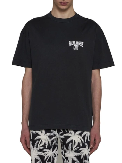 Shop Palm Angels T-shirts And Polos In Dark Grey White