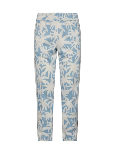 Shop Palm Angels Trousers In Light Blue Off White
