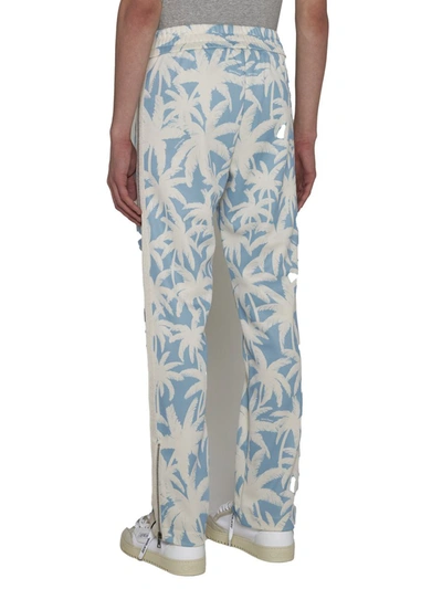 Shop Palm Angels Trousers In Light Blue Off White