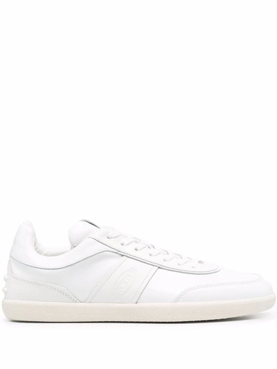 Shop Tod's Tabs Leather Sneakers In White
