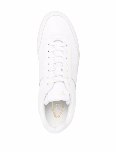 Shop Tod's Tabs Leather Sneakers In White