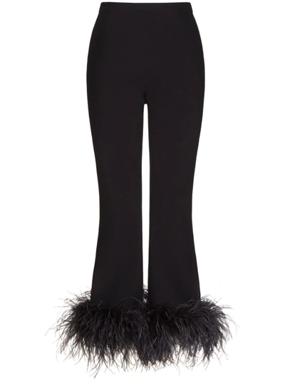 Shop Valentino Fethered Flared Trousers In Black