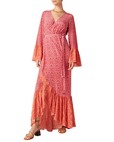 Shop Figue Juliette Silk Wrap Dress In Pink