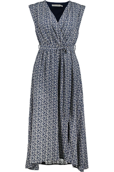 Shop Bishop + Young California Dreaming Aeries Wrap Dress In Navy Mosaic In Blue