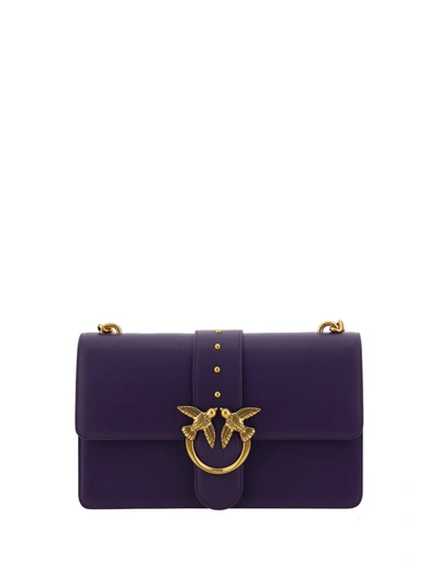 Shop Pinko Leather Love One Classic Shoulder Women's Bag In Purple