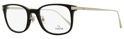 Omega Men's Rectangular Eyeglasses Om5039 001 Black/ruthenium 53mm In Multi