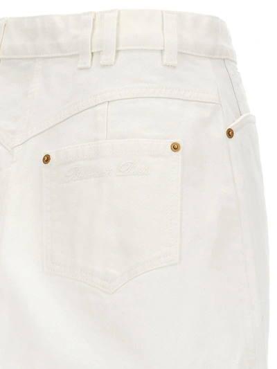 Shop Balmain 'western' Skirt In White