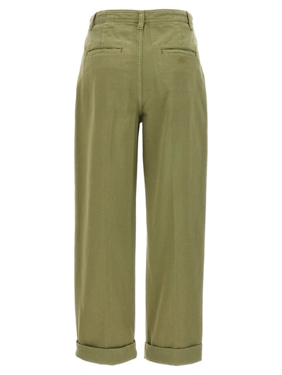 Shop Etro Cropped Chino Pants In Green