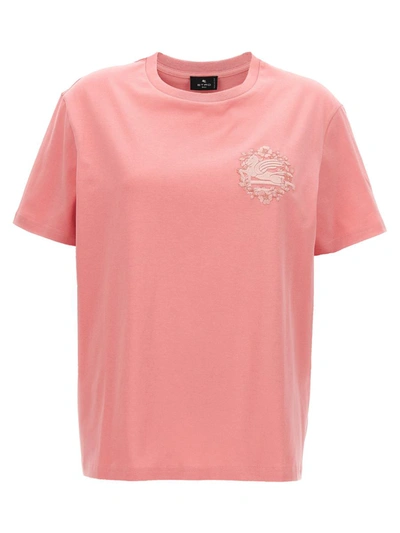 Shop Etro Logo Embroidery T-shirt In Pink