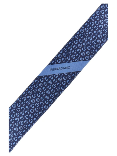 Shop Ferragamo Printed Tie In Blue