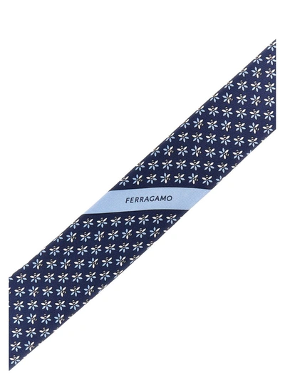 Shop Ferragamo Printed Tie In Blue
