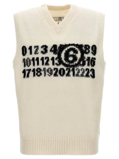 Shop Mm6 Maison Margiela 'numeric Signature' Logo Vest In White/black