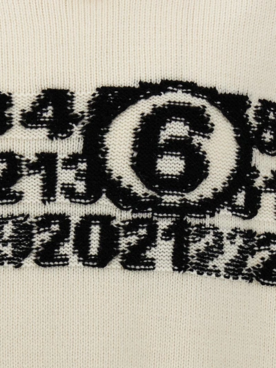 Shop Mm6 Maison Margiela 'numeric Signature' Hooded Sweater In White