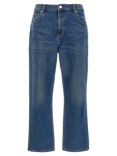 Shop Tory Burch 'cropped Flared' Jeans In Blue