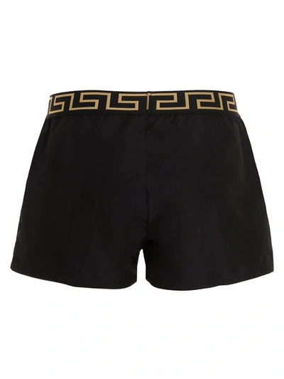 Shop Versace Logo Elastic Swimsuit In Black