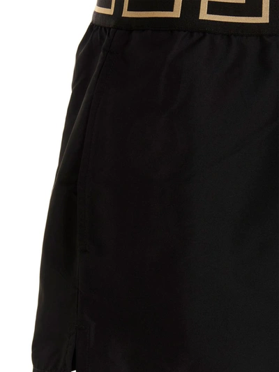 Shop Versace Logo Elastic Swimsuit In Black