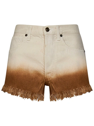 Shop Alanui Bright Hues Denim Shorts In Bianco