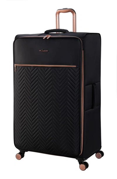 Shop It Luggage Bewitching 35-inch Softside Spinner Luggage In Black Rose Gold Highlight
