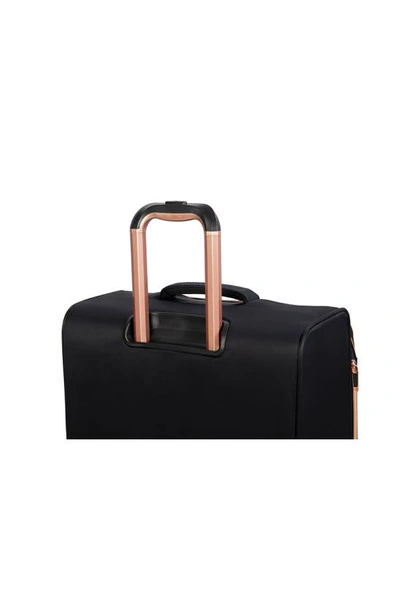 Shop It Luggage Bewitching 26-inch Softside Spinner Luggage In Black Rose Gold Highlight
