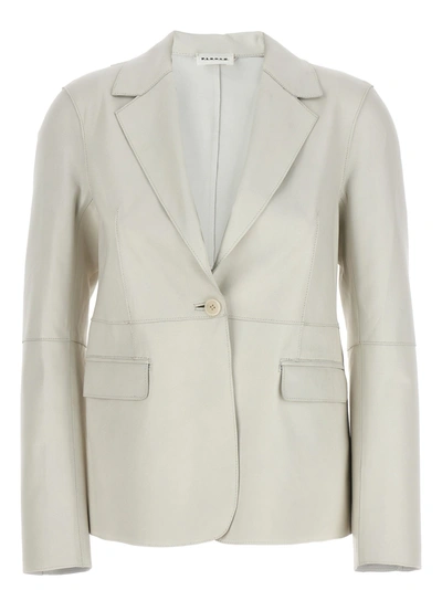 Shop P.a.r.o.s.h Leather Blazer Blazer And Suits White