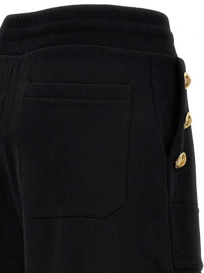 Shop Balmain Logo Buttons Shorts In Black