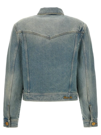 Shop Balmain Vintage Denim Jacket In Blue