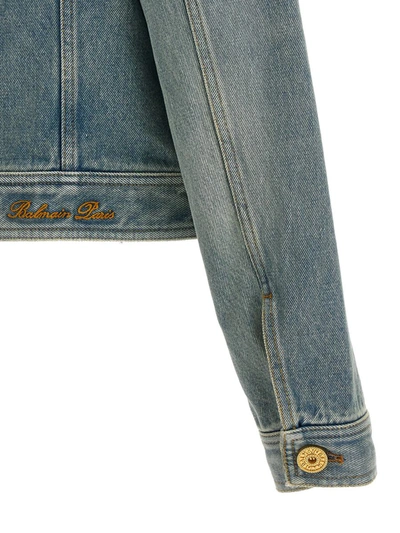 Shop Balmain Vintage Denim Jacket In Blue